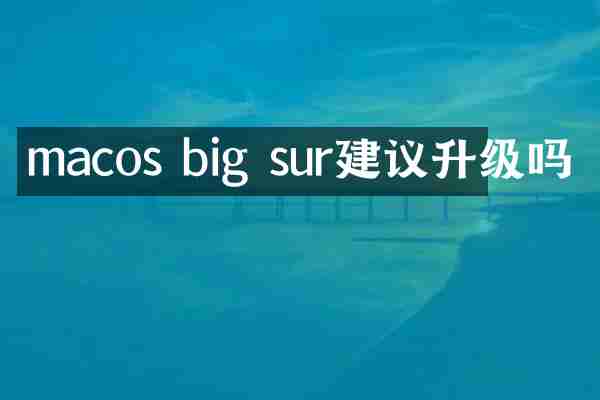 macos big sur建议升级吗