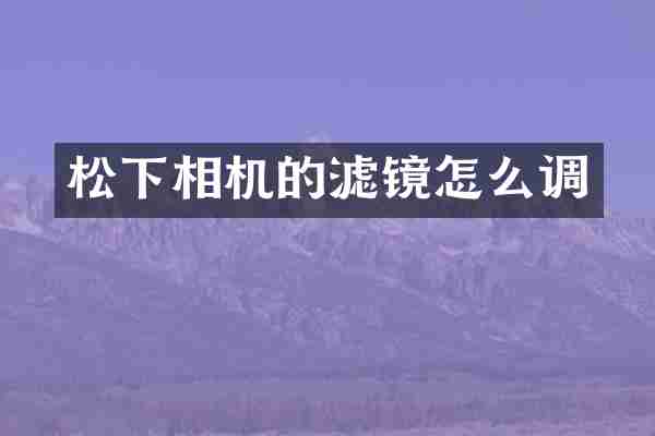 松下相机的滤镜怎么调