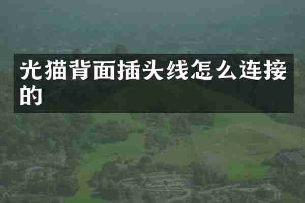 光猫背面插头线怎么连接的