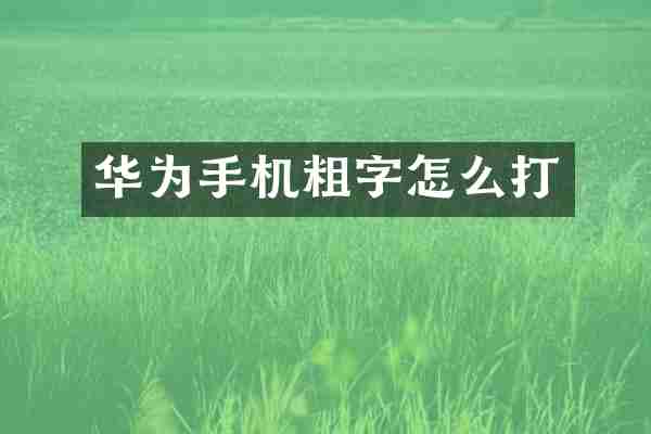 华为手机粗字怎么打