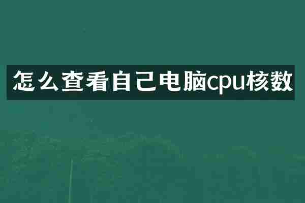 怎么查看自己电脑cpu核数