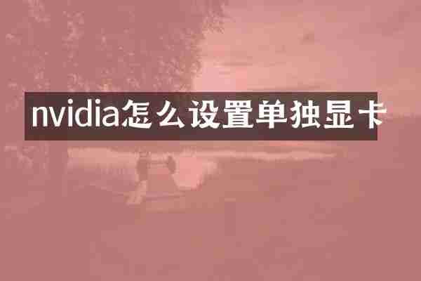 nvidia怎么设置单独显卡