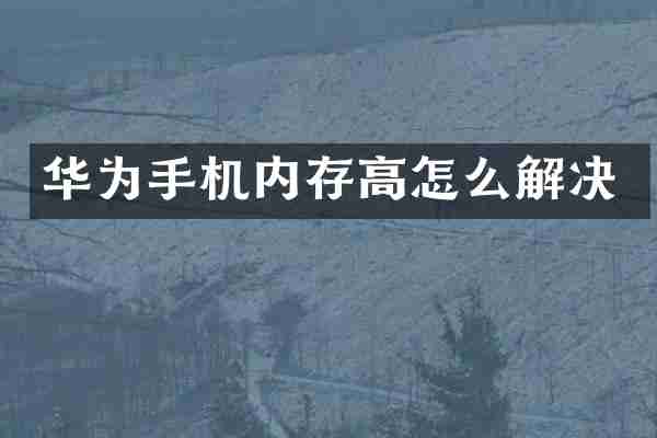 华为手机内存高怎么解决