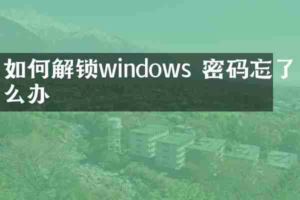 如何解锁windows 密码忘了怎么办