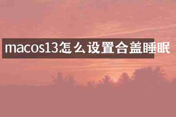 macos13怎么设置合盖睡眠
