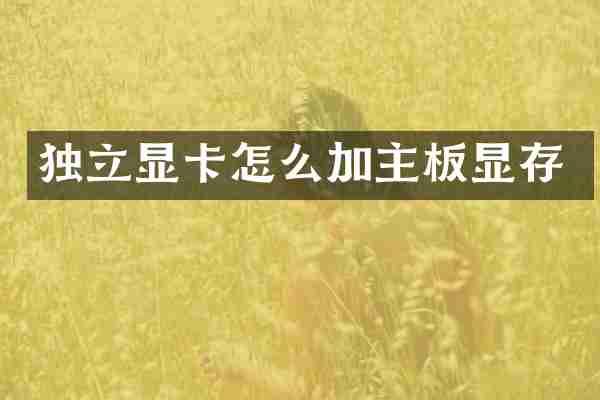 独立显卡怎么加主板显存