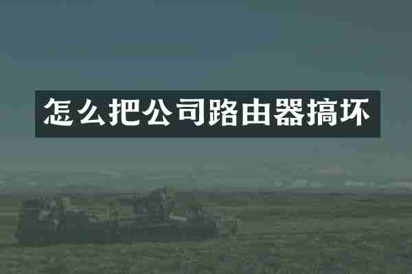 怎么把公司路由器搞坏