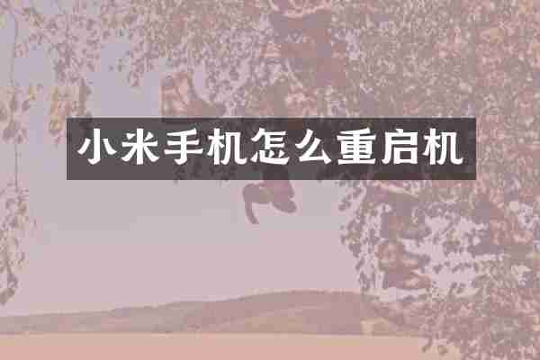 小米手机怎么重启机