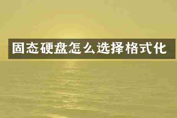 固态硬盘怎么选择格式化