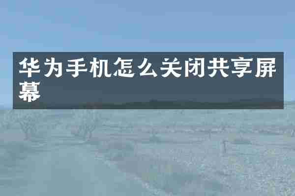 华为手机怎么关闭共享屏幕