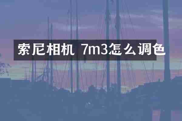 索尼相机 7m3怎么调色