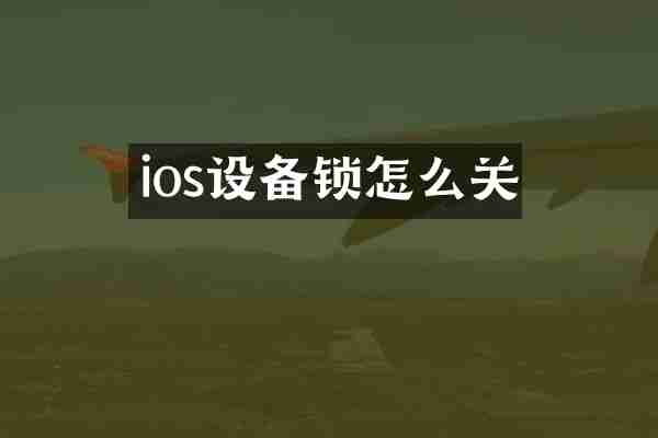 ios设备锁怎么关