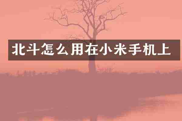 北斗怎么用在小米手机上