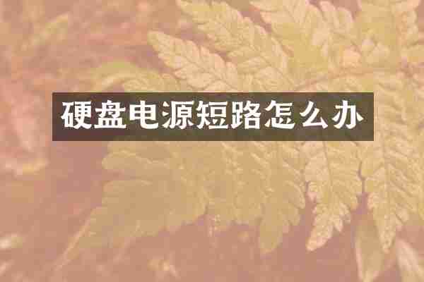 硬盘电源短路怎么办