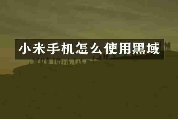 小米手机怎么使用黑域