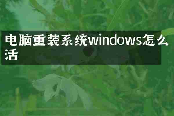 电脑重装系统windows怎么激活