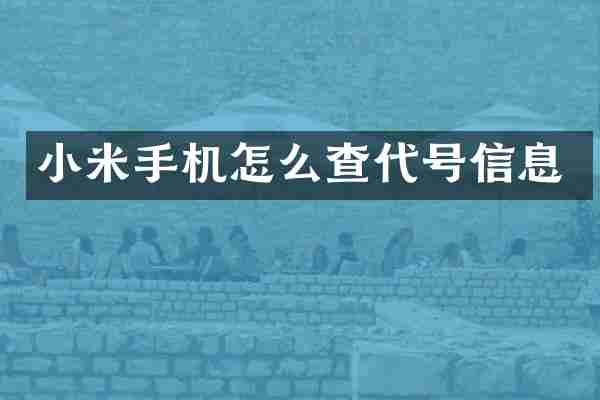 小米手机怎么查代号信息