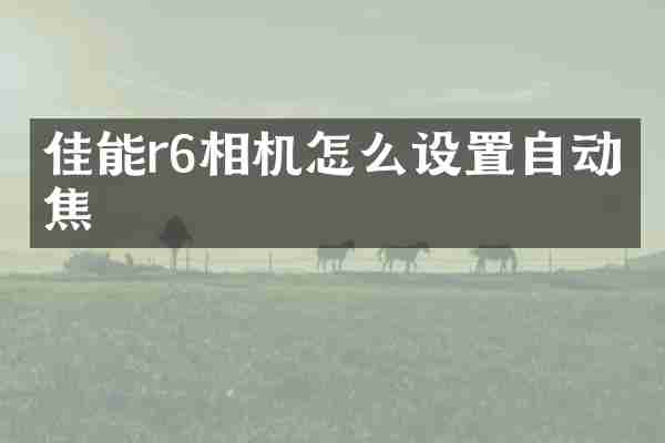 佳能r6相机怎么设置自动对焦