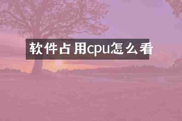 软件占用cpu怎么看