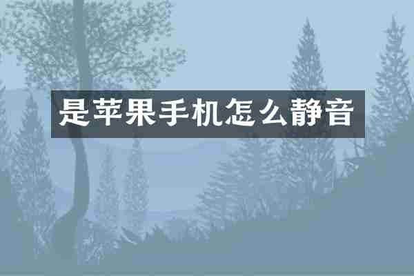 是苹果手机怎么静音