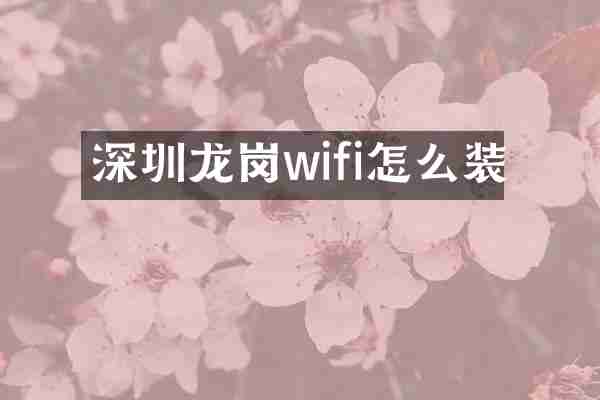 深圳龙岗wifi怎么装