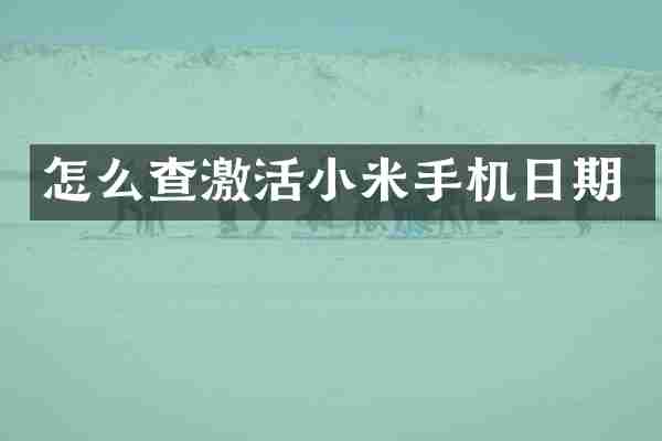怎么查激活小米手机日期
