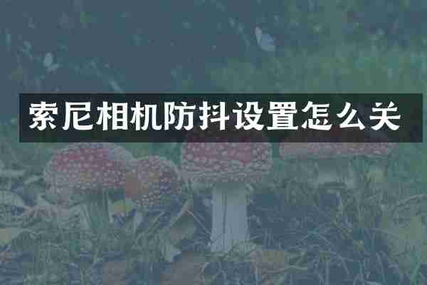 索尼相机防抖设置怎么关