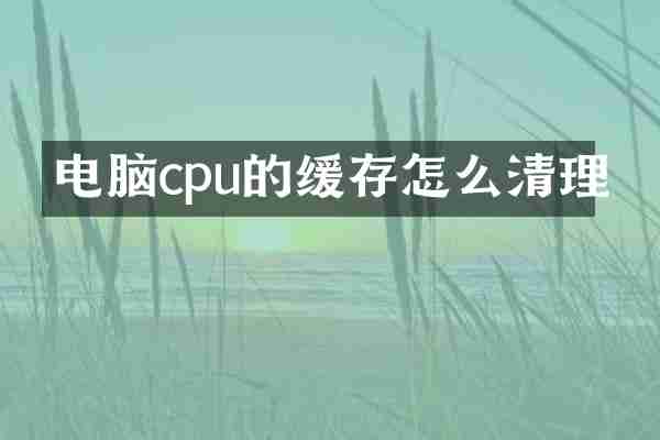 电脑cpu的缓存怎么清理