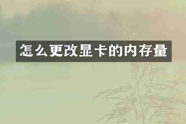 怎么更改显卡的内存量