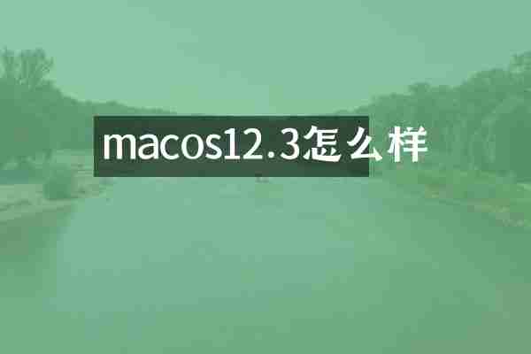 macos12.3怎么样