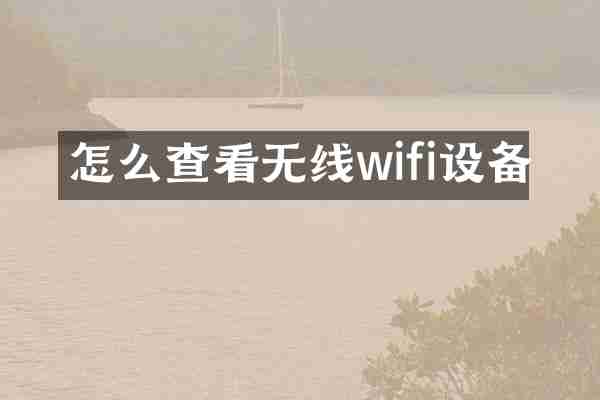 怎么查看无线wifi设备