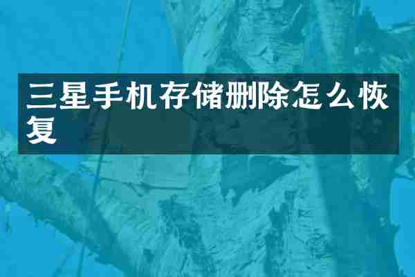 三星手机存储删除怎么恢复