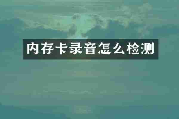 内存卡录音怎么检测