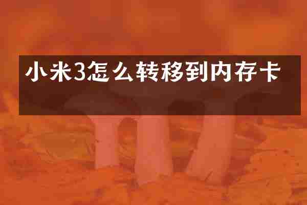 小米3怎么转移到内存卡上