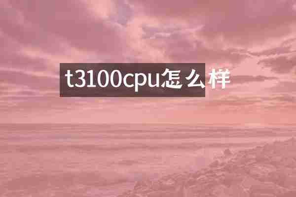 t3100cpu怎么样
