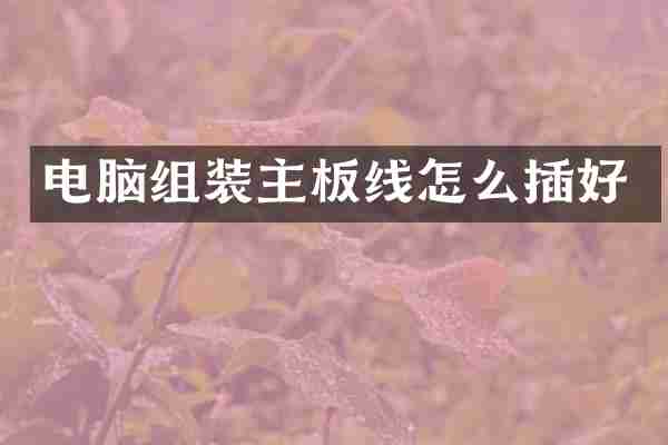 电脑组装主板线怎么插好
