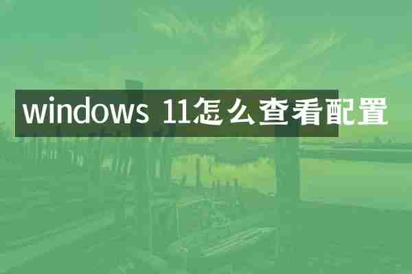 windows 11怎么查看配置