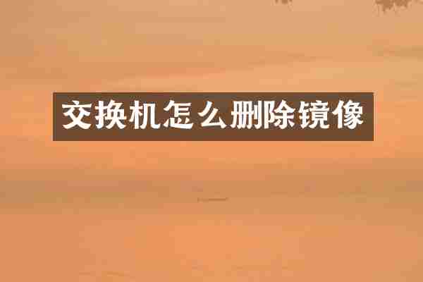 交换机怎么删除镜像