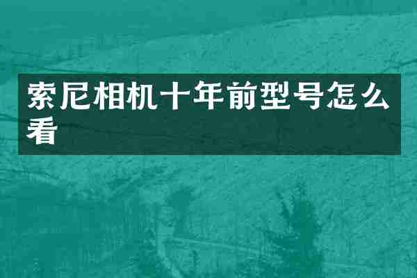索尼相机十年前型号怎么看