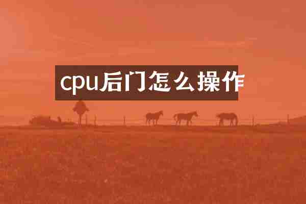 cpu后门怎么操作