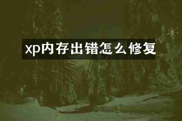 xp内存出错怎么修复