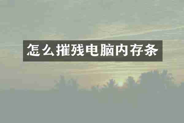 怎么摧残电脑内存条