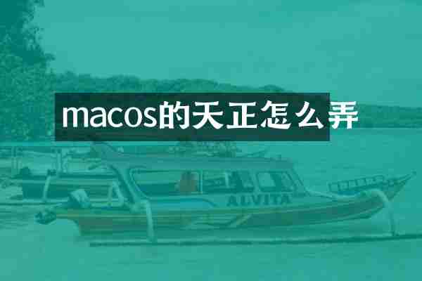 macos的天正怎么弄