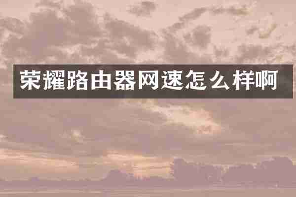 荣耀路由器网速怎么样啊