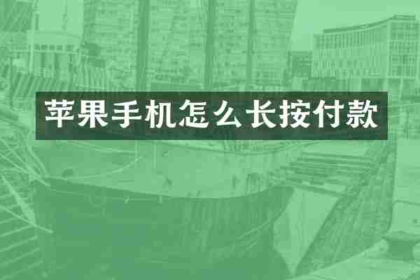 苹果手机怎么长按付款