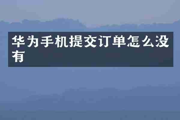 华为手机提交订单怎么没有