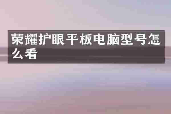 荣耀护眼平板电脑型号怎么看