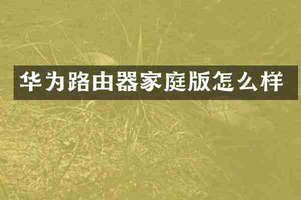 华为路由器家庭版怎么样