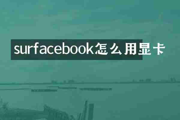 surfacebook怎么用显卡