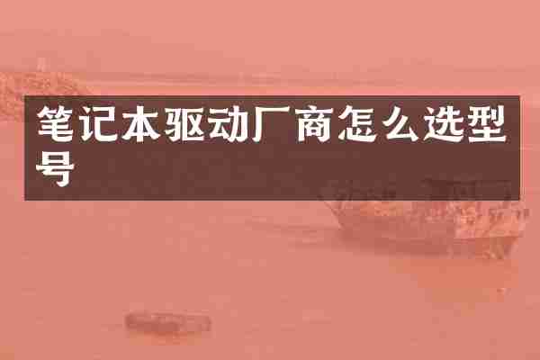 笔记本驱动厂商怎么选型号